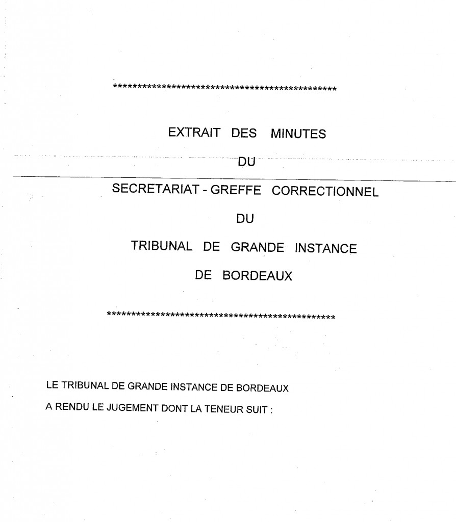 Jugement correctionnel du procès Tilly  PICOTIN AVOCATS